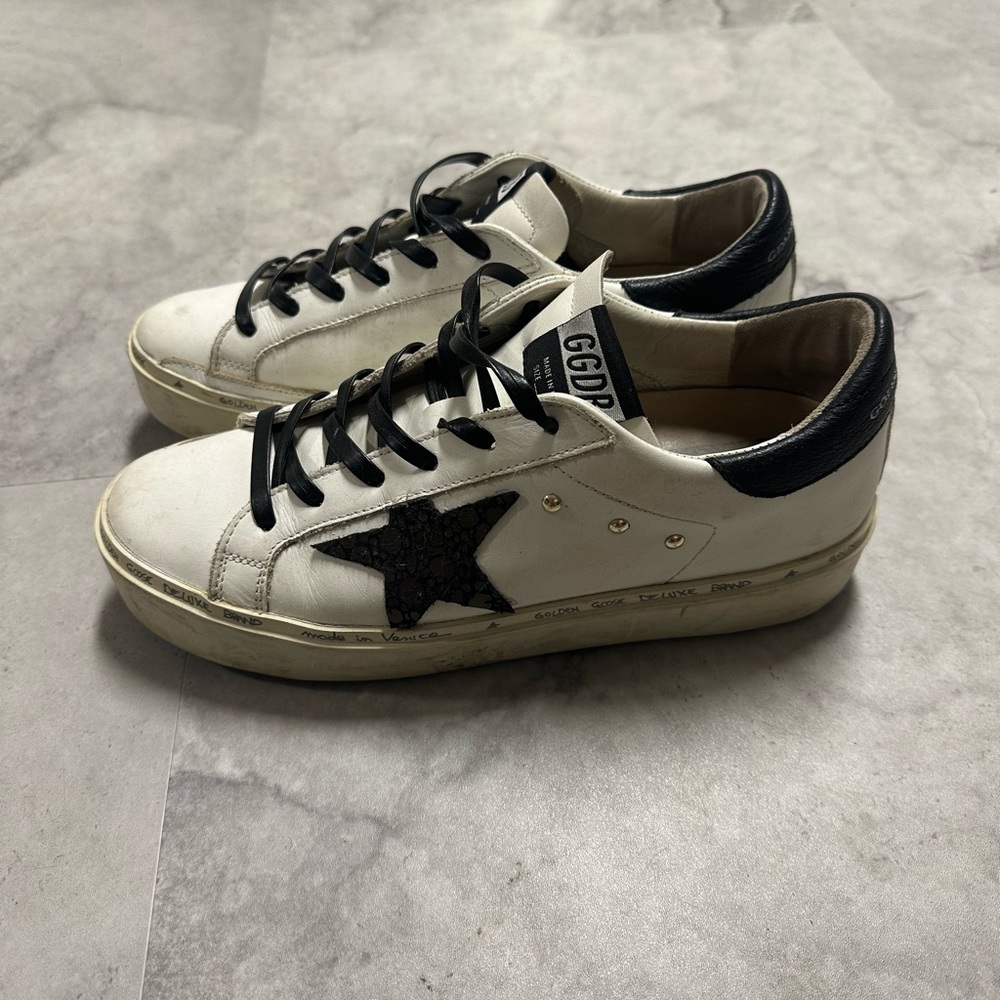 Golden Goose White and Black Sneakers